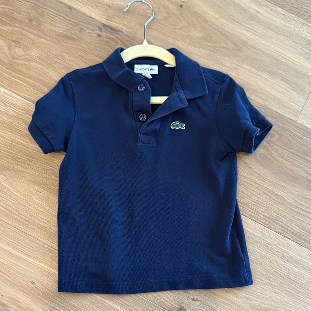 Lacoste Navy Short Sleeve Kids Polo with Crocodile Logo